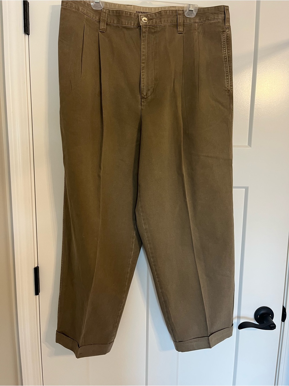 VTG 90s Abercrombie & Fitch Pleated Chino 38x32 Khaki 100% Cotton Fisherman